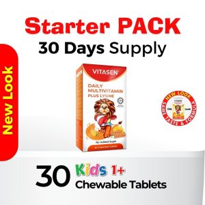 VITASEN Multivitamin Plus Lysine Chewable Tablet (Chocolate) - For Kids Growth & Apite
