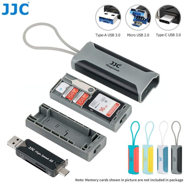 JJC SD SDHC SDXC Memory Card Case Holder MSD Micro SD Card Storage Box TF  Nano SIM Card Wallet Organizer,Include USB Card Reader and Card Removal 