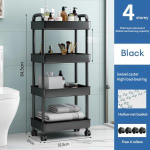 3/4 Tier Multifunction Storage Trolley Rack Movable cart with Wheel High Load-bearin /Office Shelves Home Kitchen Trolley Storage Rack with Wheel