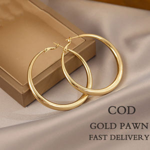 Original 24k Saudi Gold Pawnable Hoop Earrings Large Circle Jewelry Korean Version Womens Gift Accessories Buy 1 Take 1 Earings for Women Earrings Hypoallergenic Diamond Inlay Popular New Product Styles on The Internet