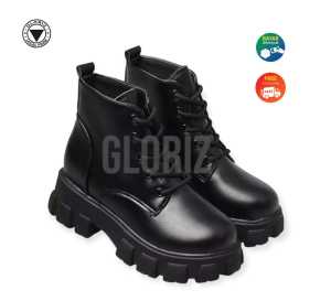 Sepatu Docmart Sneaker Boots Fashion Wanita Korean Style Black Glossy