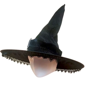 Halloween Witch Hat Delicate Velvet Witch Hats for Masquerade Exquisite Lace Adults Cosplay Costume Accessory