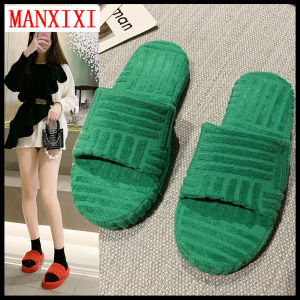 MANXIXI Women Fashion Beautiful Sandals INS Style Fluff Keep Warm Lovers Flat Slippers (Size 35-44)