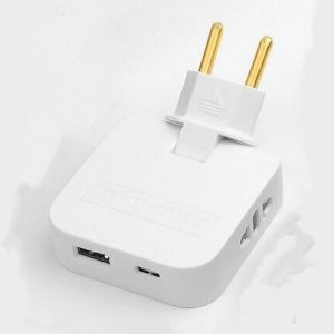 Ổ cắm điện tròn 1 ra 2 có cổng sạc đầu USB + Type C