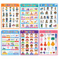 Educational Wall Charts Posster for Kids Alphabet Abc, Colors, Shapes, Daily Routines, Months, Body Parts, Animals, Numbers, Weather, Prepositions, Emotions, Transportation, Occupations, Early Learning Materials, English Words Flash Card, Homeschooling C. 