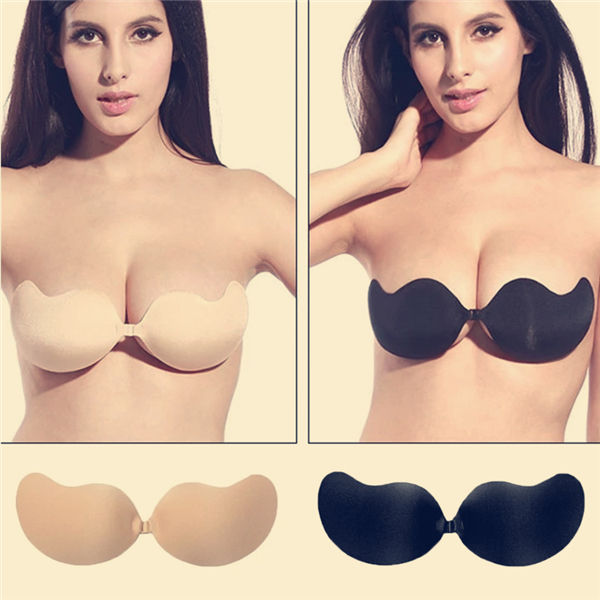 Womens Solid Color Self Adhesive Invisible Strapless Bra push up