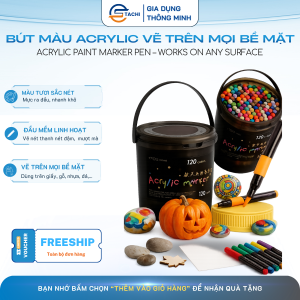 Bút Acrylic Marker Màu Chuẩn Tươi Nét Vẽ Đậm Sắc Gọn Êm Tay Mực Ra Đều Khô Nhanh Không Lem Phù Hợp Trang Trí Đồ Dùng Cá Nhân Ly Cốc Sổ Tay Gỗ Đá Canvas Thiết Kế Nhỏ Gọn Dễ Sử Dụng Cho Học Sinh Sinh Viên Người Thích Sáng Tạo