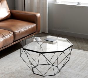 Nordic Geometric Glass Coffee Table - Black Gold Metal Frame - Tempered Glass - Scandinavian Style - 800+ 5-Star Reviews