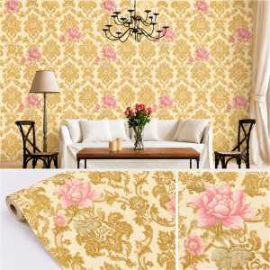 Wallpaper Dinding Ruang Tamu Motif Batik Bunga Gold Wallpaper Dinding Kamar Tidur Batik Bunga Gold