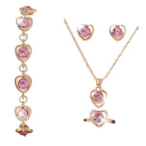 Contemporary Jewelry Set Crystal Heart Studs Earrings Heart Bracelet Stylish Pendant Necklace Suitable for Any Occasion