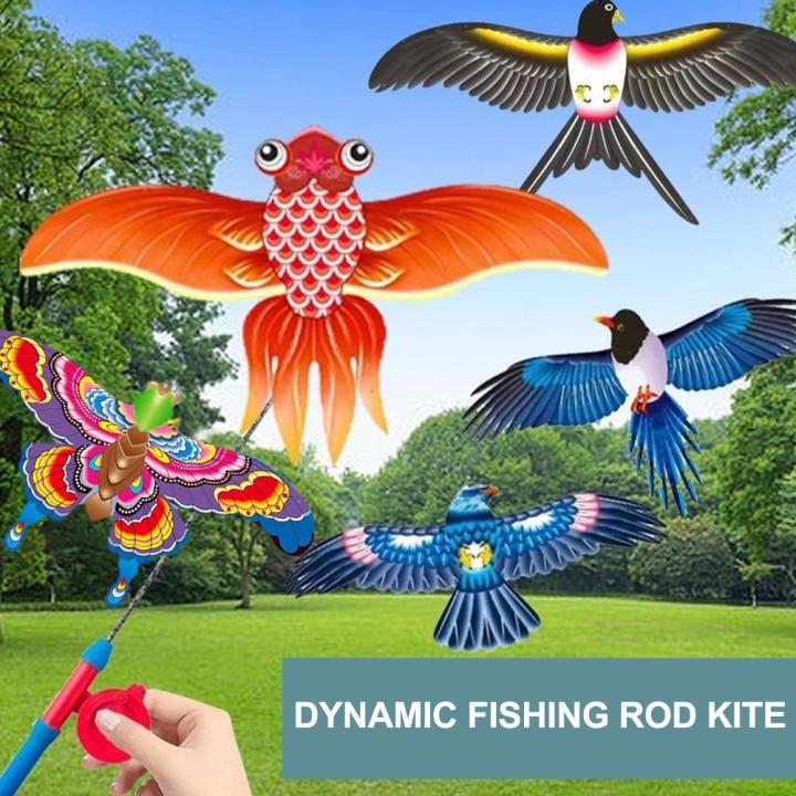 Cartoon Bird Kite For Kid Fishing Rod Kite Breeze Easy Fly Eagle