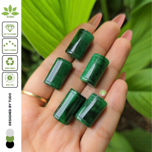 Q2525 Charm lu thống trúc trơn to Cẩm Thạch Sơn Thủy size 11x19mm sẵn lỗ 3li ko kén mệnh - Phong Thủy TUDO