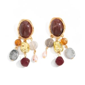 CWIE1 Tassel Dangle Earrings Exaggerated Shape Resin Eardrop Irregular Bohemian Women Jewelry Lady