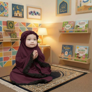 (EGSUS) Mukena Bayi Anak Balita Ruffle Free Kantong Godie Bag Fashion Muslim Perlengkapan Sholat Mocca