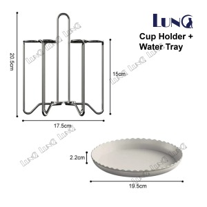 Stainless Steel Drink Cup Holder With Water Tray U Shape Handle Design Glass Cup Tea Cup Storage Rack