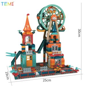 TEMI đá cẩm thạch chạy kiến trúc đồ chơi xếp khối xây lâu đài nhân vật Xe hơi biến hình bạn bè trẻ em Đồ chơi giáo dục bé trai quà tặng giáng sinh