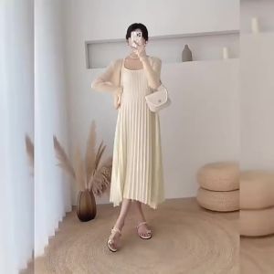 [SG]Chiffon Maternity Dress Pleated Design Maxi Dress Summer Loose Pregnancy Dress