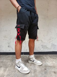 Celana pendek santai pria wanita cargo motif tali merah murah bayar ditempat