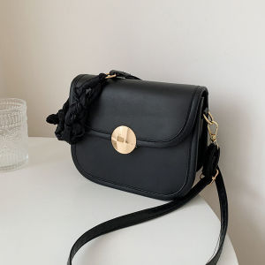 Trendy Trends Demeter PU Leather Crossbody Bag Simple Silk Scarf Shoulder Bag Niche Design Bag for Women