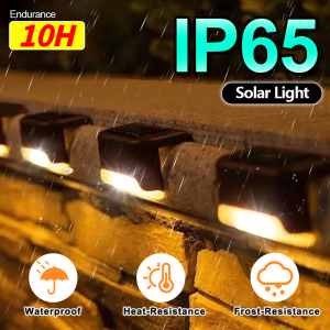 IP65 Waterproof Outdoor Solar Light LED Stair Steps Fence Light Pathway Wall Garden Lamp Outdoor Lightning Lampu 太阳能壁灯