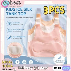 oobest 【Delivery 2-3 days】3PCS Training Bras for Girls Seamless Wireless Ice Silk Bralette Breathable for Puberty Students Summer