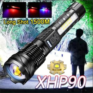 Ready Stock 7modes Powrful Xhp90 LED Flashlight USB Rechargeable Torch High Power LED lampu suluh Tactical IPX6 Waterproof Hunting Lantern