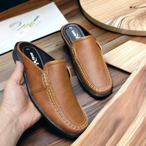Giày không gót nam giày lười không gót size từ 38 đến 43 đế khâu chắc chắn chất da pu  3 màu đen nâu và vàng bò