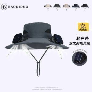 ZYJC Solar Charging Solar Fan Hat Anti UV Rechargeable Sun Visor Cap Outdoor with 2 Fan Fishing Hat for Men