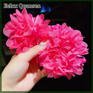 Eelux 1 cặp thời trang dễ thương Lớn Fluffy Hoa tóc nhẫn cho trẻ em khiêu vũ tóc Phụ Kiện Đầy màu sắc ngọt ngào ban nhạc cao su đàn hồi Quà Tặng