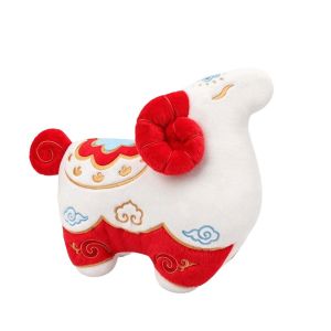 GOXBERK Dễ thương Búp bê hình cừu theo dấu hiệu cung hoàng đạo. Trung Quốc Mềm mại Linh vật Ram 2027 Đồ trang trí hình gối mang ý nghĩa may mắn. Truyền thống Đồ chơi hình cừu bông Lễ hội mùa xuân