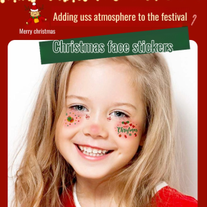🎄Christmas Cosplay Face Tattoo Stickers Sweet Girl Atmosphere Butterfly Knot Cartoon Blush Makeup Waterproof Party Decoration Accessories for Festival Look