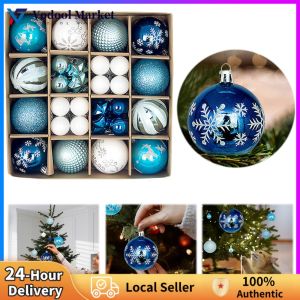 Festive Holiday Decorations 44Pcs Plastic Christmas Balls in Red Green Gold for Christmas Tree and Party Decor