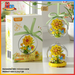 Toyzku CLC Flower Crystal Ball Building Blocks Assemble Toys Mini Bricks Decoration 2 Display Rose