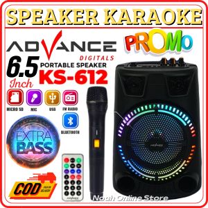 Speaker Bluetooth Karaoke Portable ADVANCE KS-612 ( FREE MIC TANPA KABEL ) Ukuran 65inc Besar Dan Murah - Advance KS612 Speaker Karaoke Super Bass - Speaker Bluetooth Full Bass ~NOS