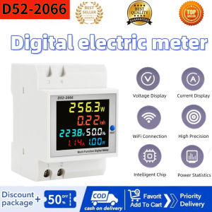 New เครื่องวัดแรงดันไฟฟ้าความถี่ D52-2066 6IN1 din rail AC monitor 110V 220V 380V 100A KWH
