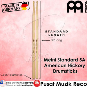 Meinl American Hickory Drumstick Standard 7A 5A 5B Hybrid 5A 7A 8A 9A Drum Sticks Drumsticks Kayu Drum 【Made in GREMANY】