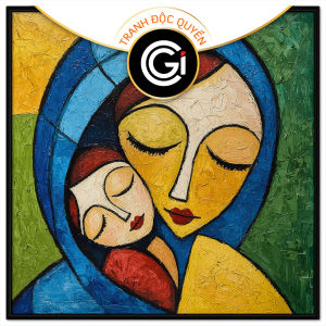 Tranh mẹ và con trừu tượng hiện đại.Tranh treo tườngdán tường nội thất.CGI-1356