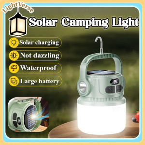 Solar Camping Light Portable Waterproof Rechargeable LED with Handhook for Outdoor Tent Blackout Emergency Survival Gear