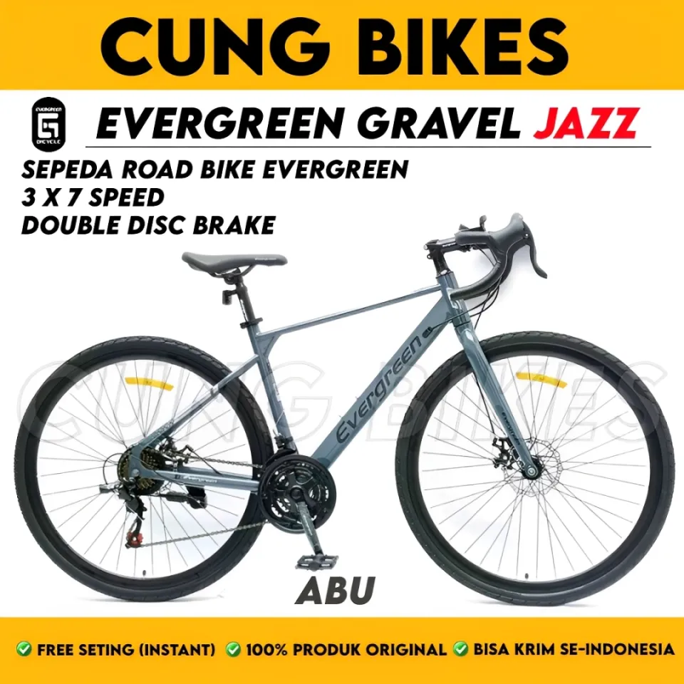 Sepeda Roadbike Gravel EVERGREEN JAZZ 700C Road Bike x Speed rem disc  brake