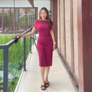 JESSIE MIDI DRESS / ONE SHOULDER DRES SPANDEK / DRES BODYCON BELAHAN