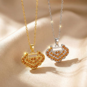 Fashion necklace pendant - Luxury and exclusive small-scale collar chain accessory  新款网红爆款铜镶锆平安锁项链女夏季百搭时尚气质钛钢锁骨链饰品