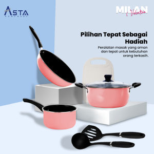 Asta Panci Anti Lengket Tutup Kaca Set Lengkap Valentina Milan 7 pcs