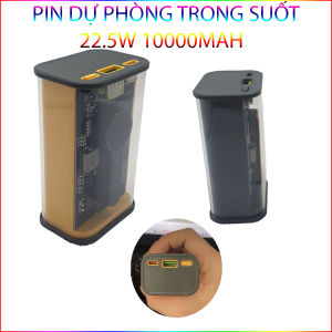 Pin Dự Phòng Trong Suốt Power Bank Sạc Nhanh 22.5W 10.000Mah Có Lcd Hiển Thị Pin
