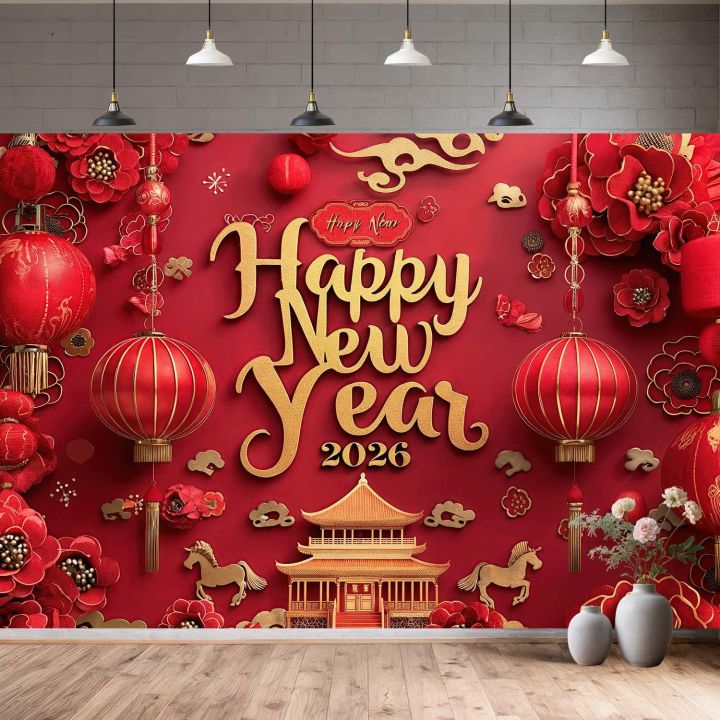 Trang trí phông nền Tết Trung Quốc 7x5ft 2026 năm âm lịch của ngựa Lễ ...
