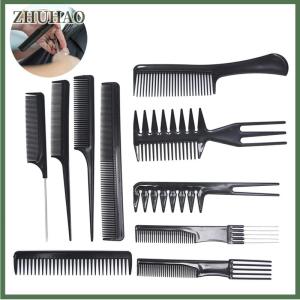 ZHUHAO 10pcs tóc tạo kiểu tóc đen lược thiết lập chuyên nghiệp Salon chống tĩnh điện barbers Lược