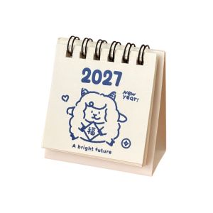 ZSDN MALL 2027 Desk Calendar Spiral Bound Thick Paper Portable Standing Flip Calendar Home Office