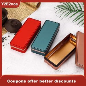 【Y2E2noa】 Multicolor Tinplate Rectangular Storage Box Container with Lid Small Tin Boxes Empty Containers Storage Box Case Organizer