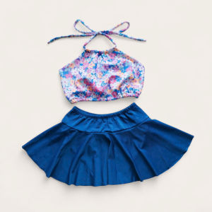 ThuyKids Áo tắm bé gái đồ bơi hai mảnh váy áo tắm cổ yếm bikini đi biển cho bé. áo bơi trẻ em.