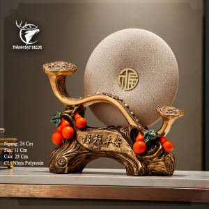 Tượng Phong Thủy Trượng Như Ý Kèm Đĩa Ngọc Quà Tặng Tân Gia Khai Trương Sinh Nhật Trang Trí Nhà Cửa