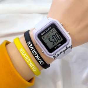 JAM TANGAN COWOK CEWEK 2024 DIGITAL TALI KARET BONUS GELANG KASUAL TAHAN AIR TERLARIS BULAN INI